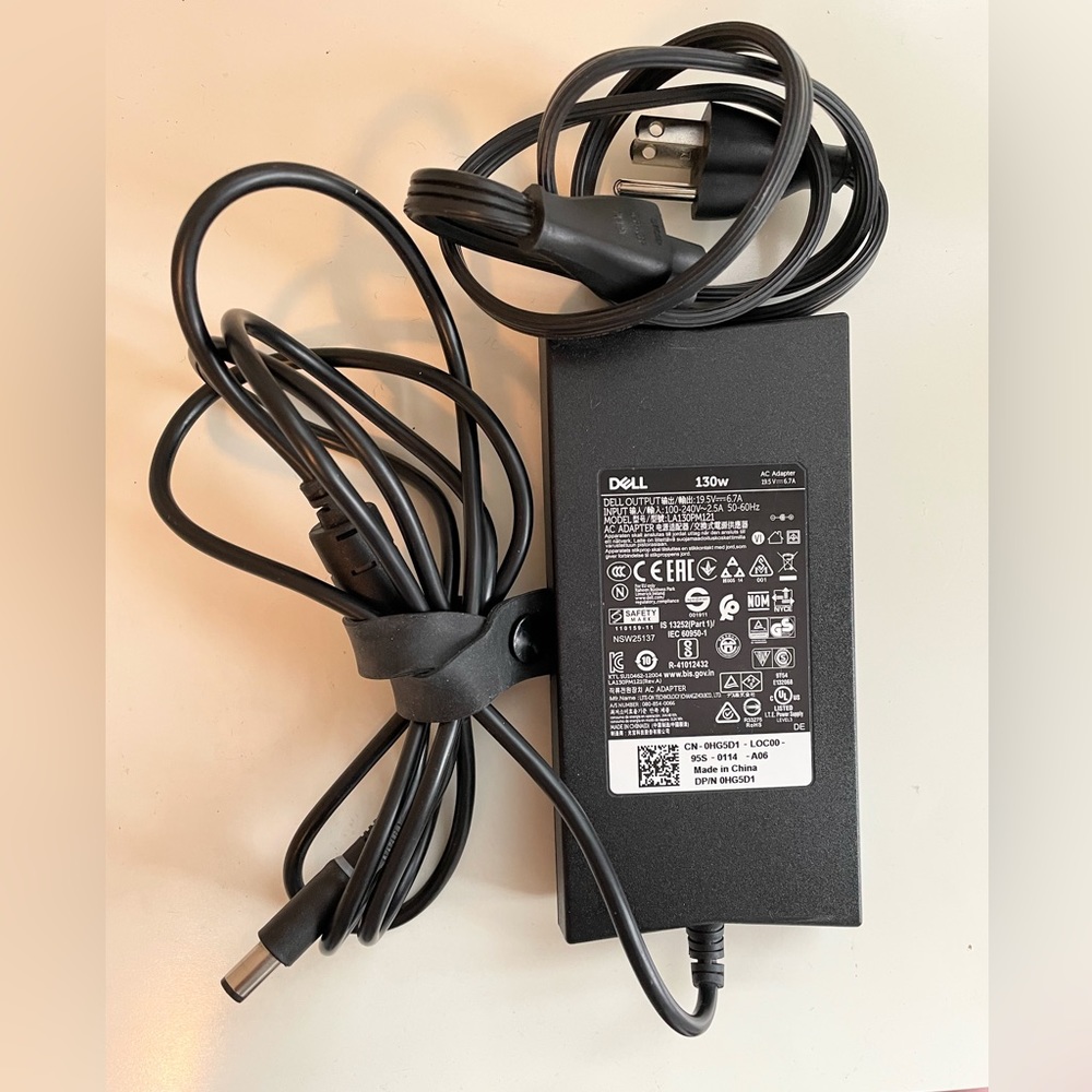 Dell 130-Watt 3-Prong AC Adapter With 6 ft Power Cord